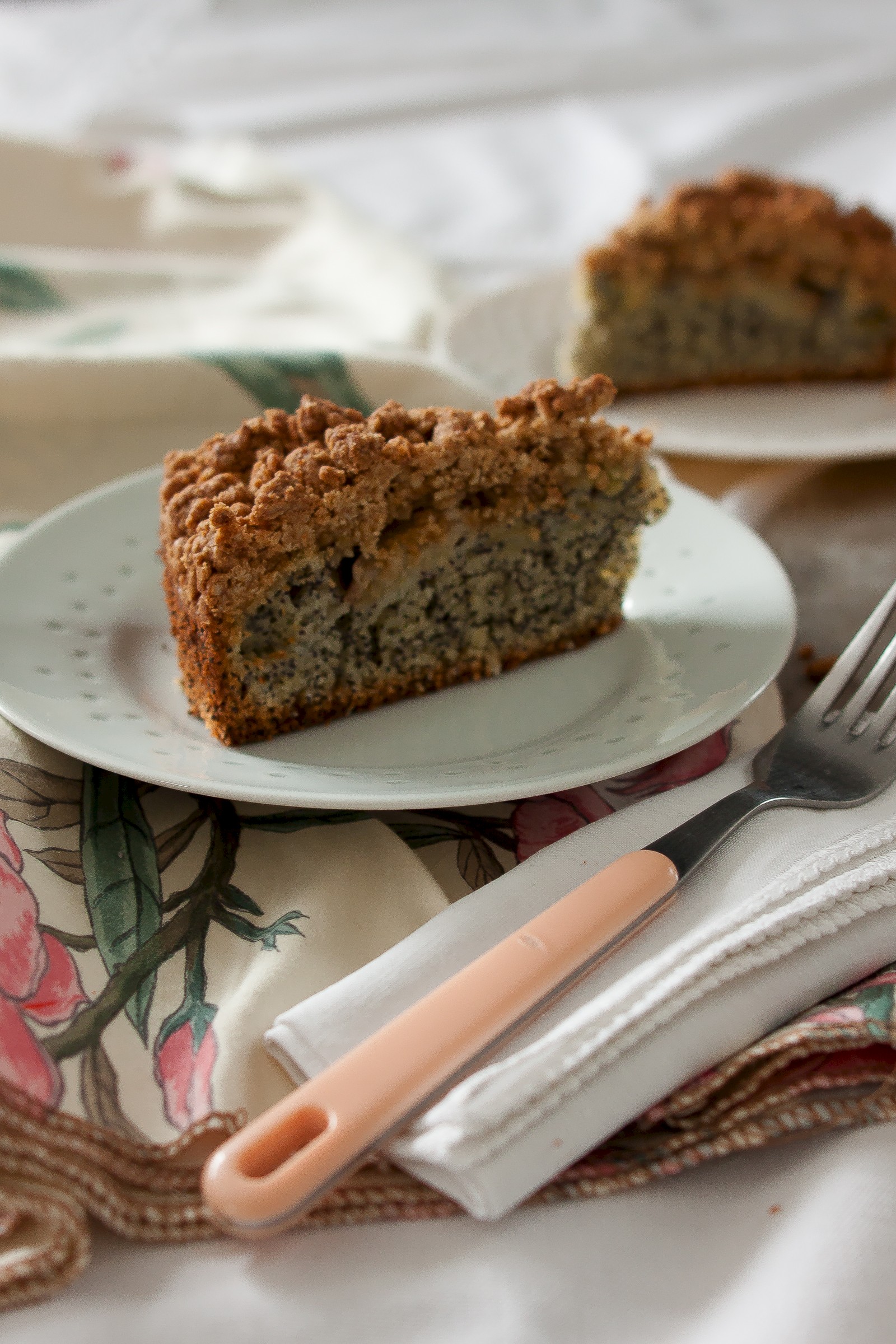 Rhubarb cake with yogurt and poppy seeds