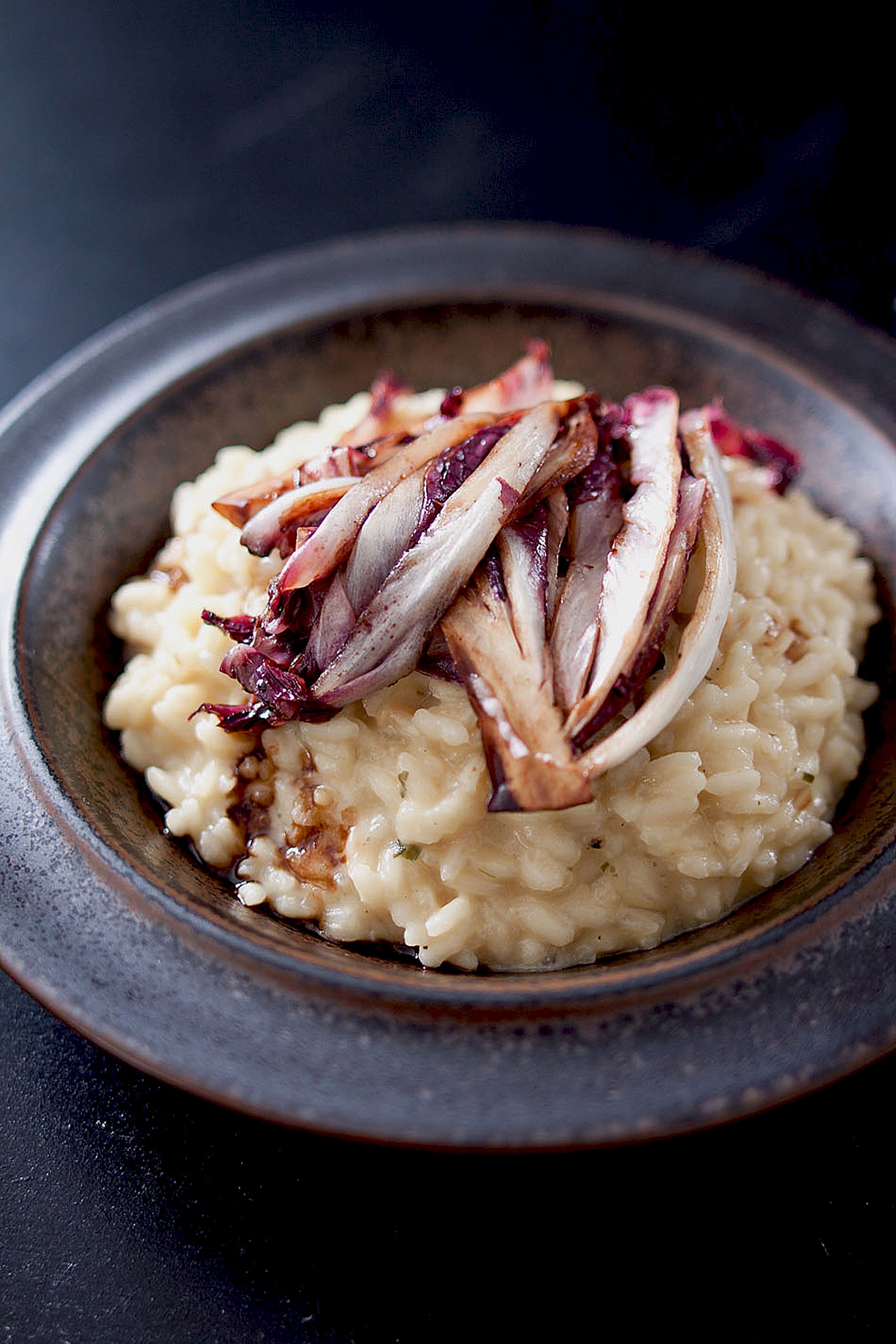 Risotto with Scamorza, red chicory and balsamic vinegar
