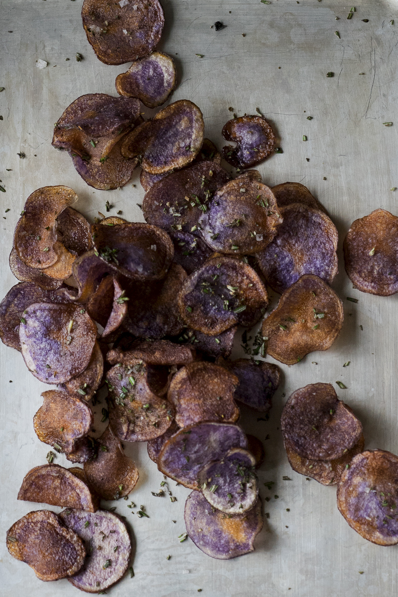 Blue crisps with rosemary and sea salt