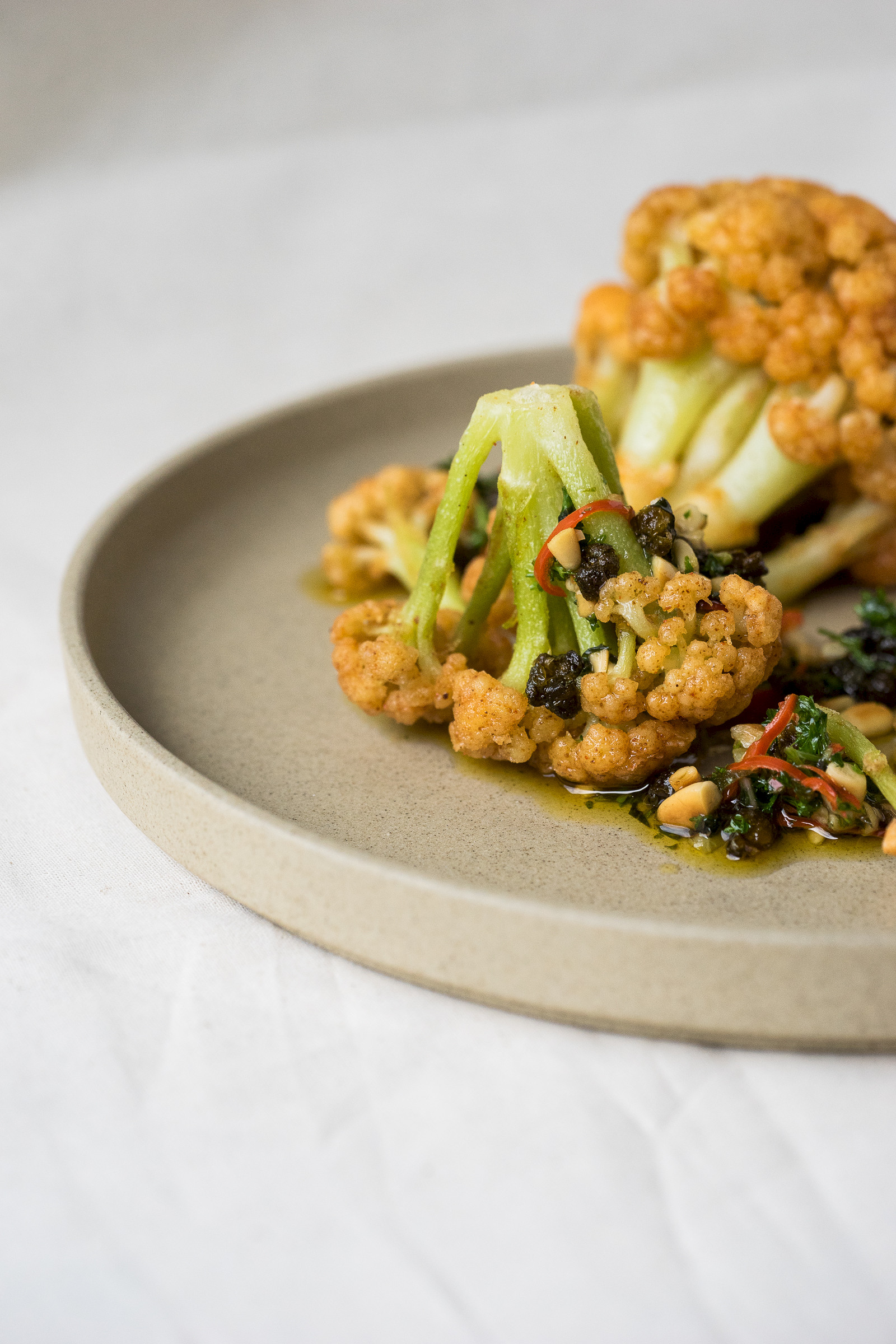 Cauliflower salad with capers, parsley and fresh mint