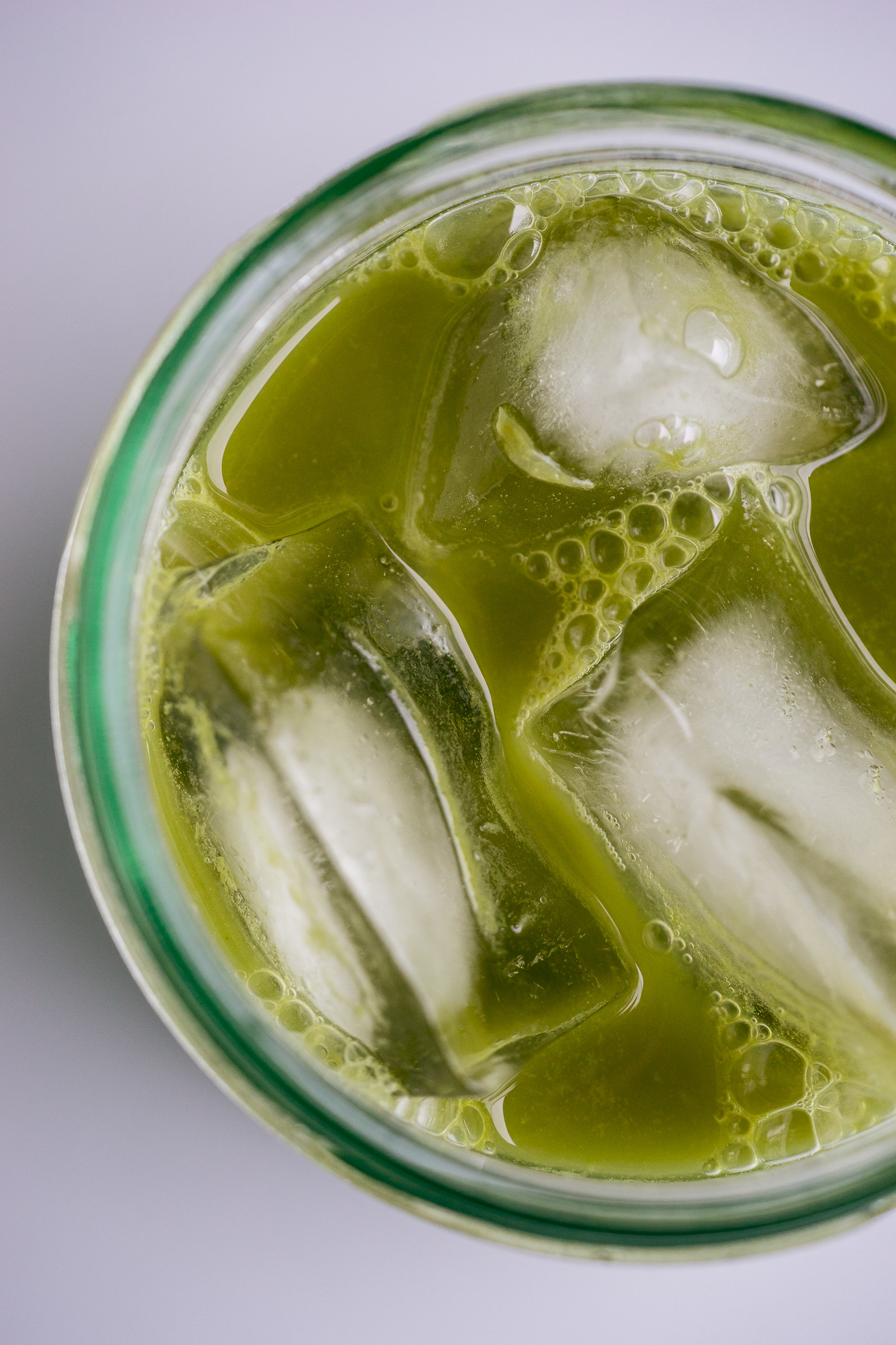 Iced tea with matcha and ginger beer