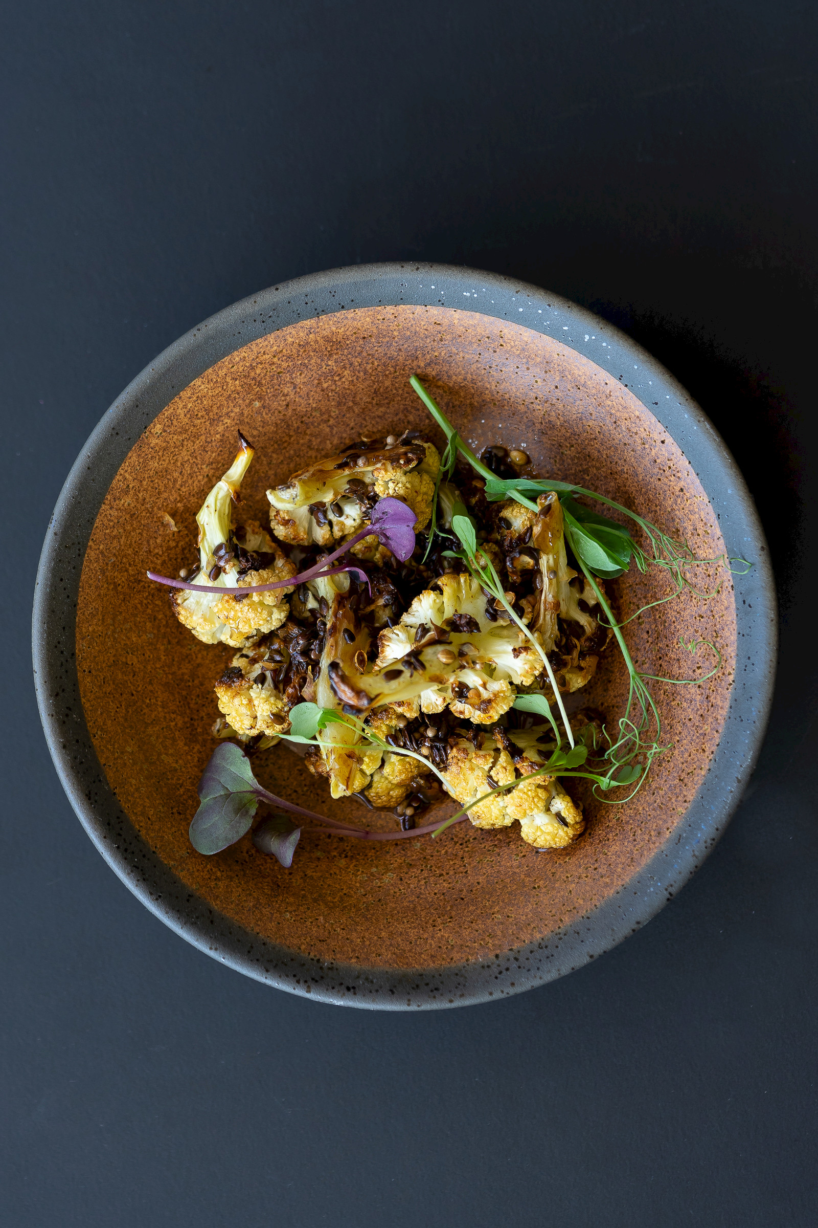 Cauliflower, beurre noisette, linseed