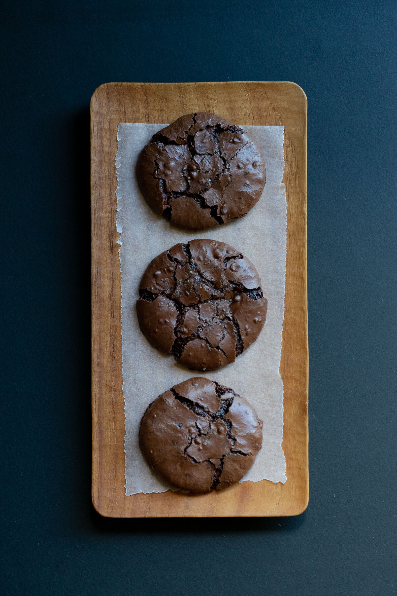 Chocolate cookies with fleur de sel