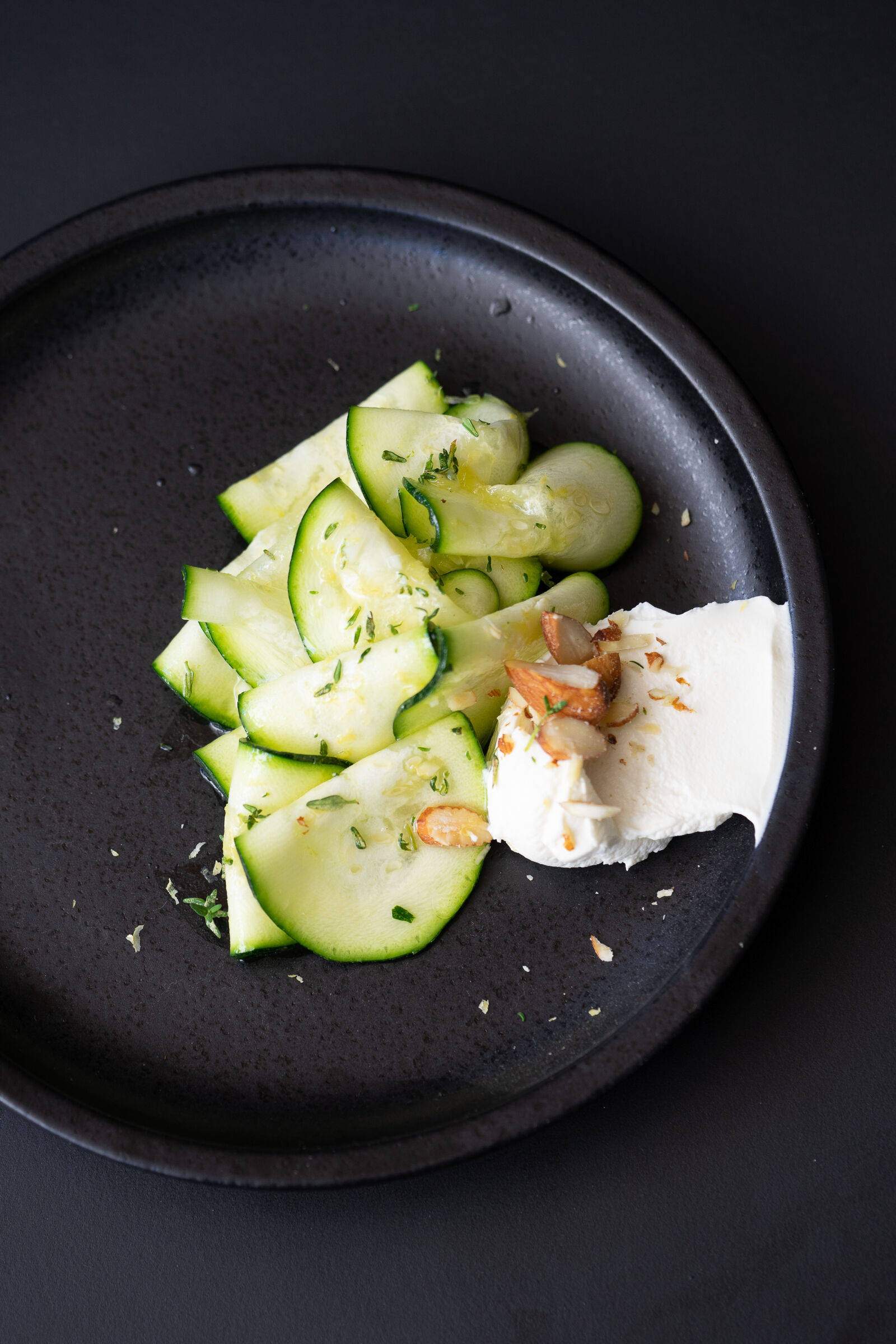 Courgette salad with labneh and smoked al