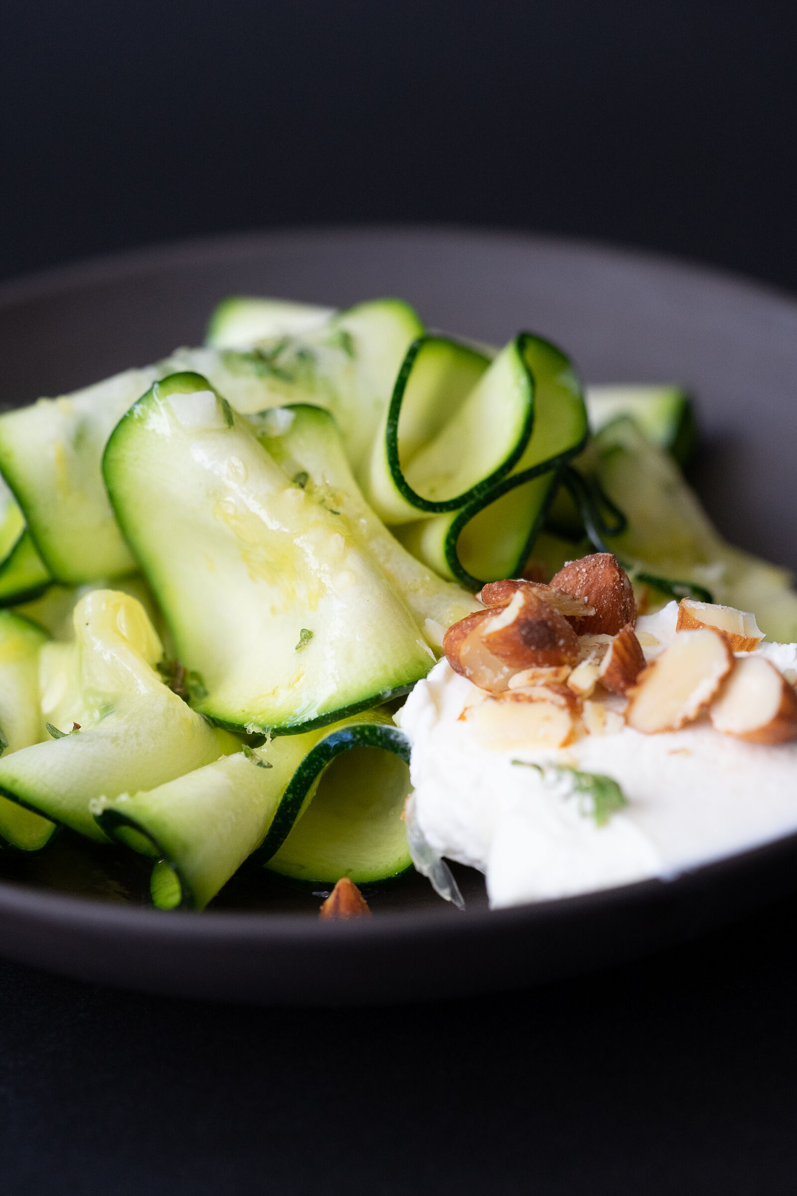 Courgette salad with labneh and smoked al