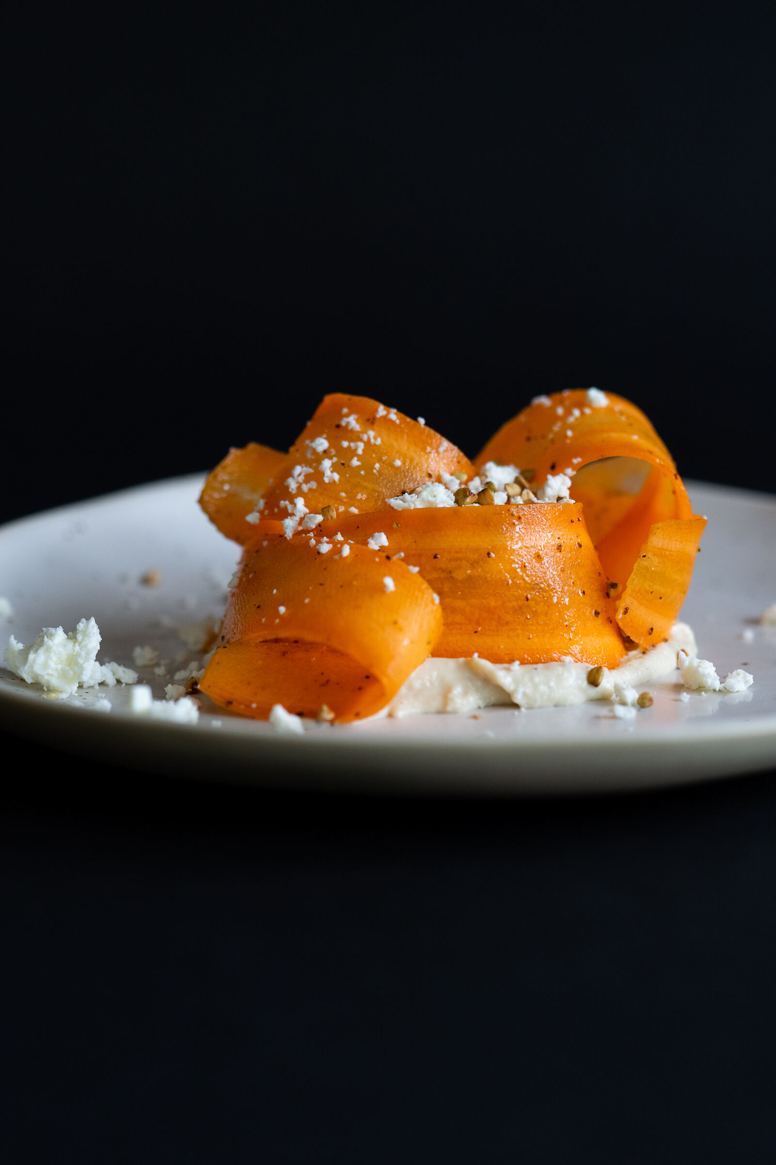 Bean hummus with carrot, sumac, feta and buckwheat