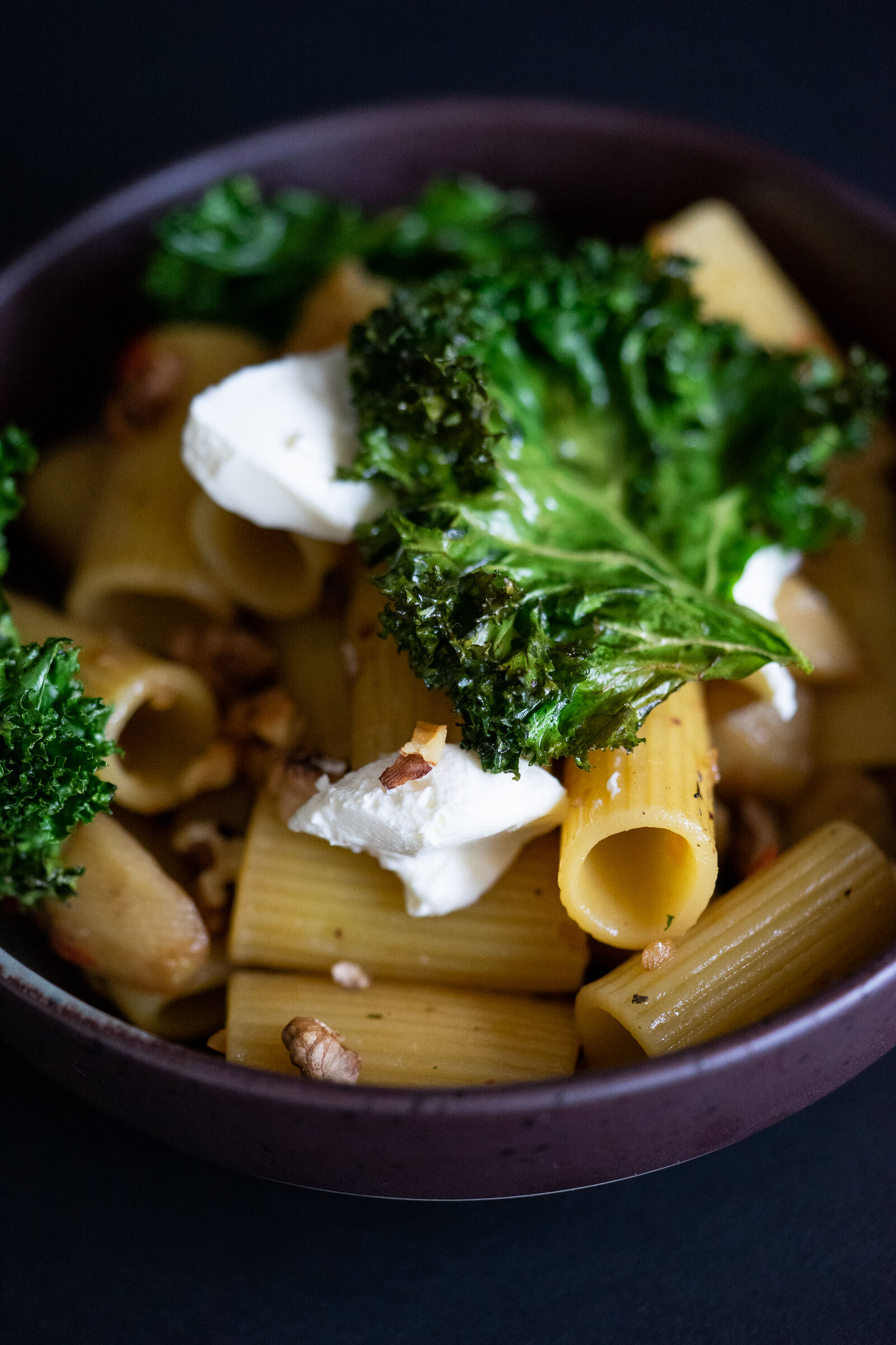 Rigatoni mit Topinambur, Balsamico und Federkohl