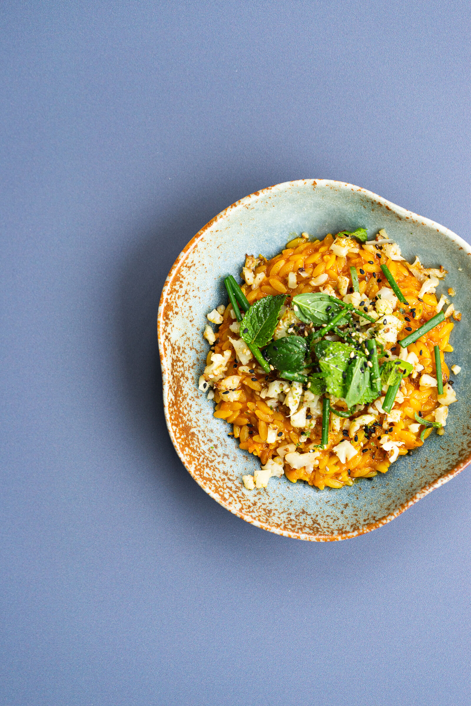 Curry orzo with cauliflower